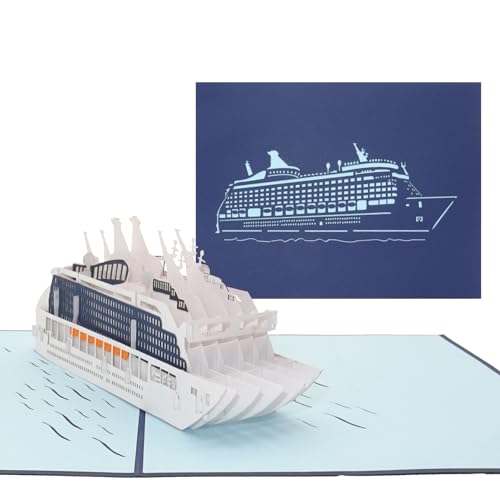 Pop Up Karte Kreuzfahrtschiff – 3D Geburtstagskarte Modell Kreuzfahrt – Reisegutschein, Deko, Einladungskarte, Geschenkverpackung & Gutschein