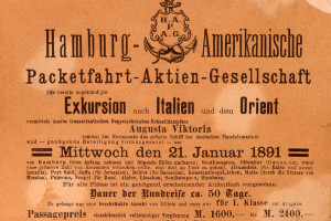 Werbeanzeige für Exkursion nach Italien mit dem Orient am 21. Januar 1891